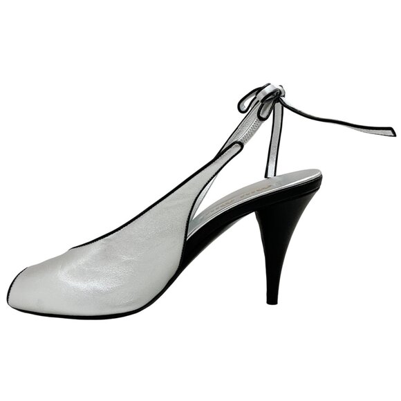 Miu Miu Silver Leather Mordoré Slingback Pumps - Picture 3 of 6